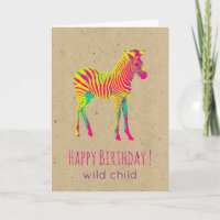 Neon Baby Zebra Psychedelic Funky Retro Birthday