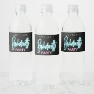 Neon Bachelorette Wasser Flaschen Labels