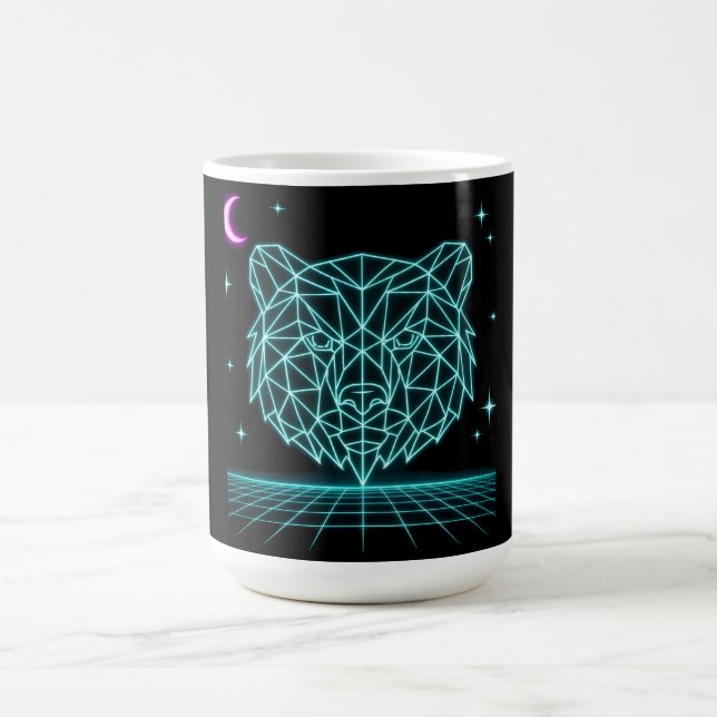 Neon-Bär Synthwave - Retro-Waldtier Kaffeetasse (Mittel)