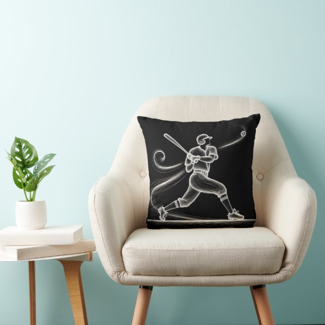 Neon Baseball Player Swinging a Bat Kissen (Stuhl )