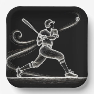 Neon Baseball Player Swinging a Bat Pappteller