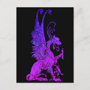 Neon Basilisk Monster Symbol Dragon Antike Bestie Postkarte