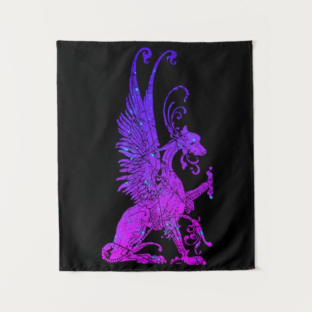 Neon Basilisk Monster Symbol Dragon Antike Bestie Wandteppich (Vorderseite)