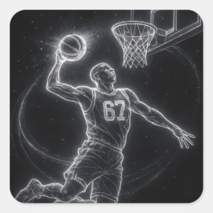 Neon-Basketballspieler Nummer 67 Quadratischer Aufkleber