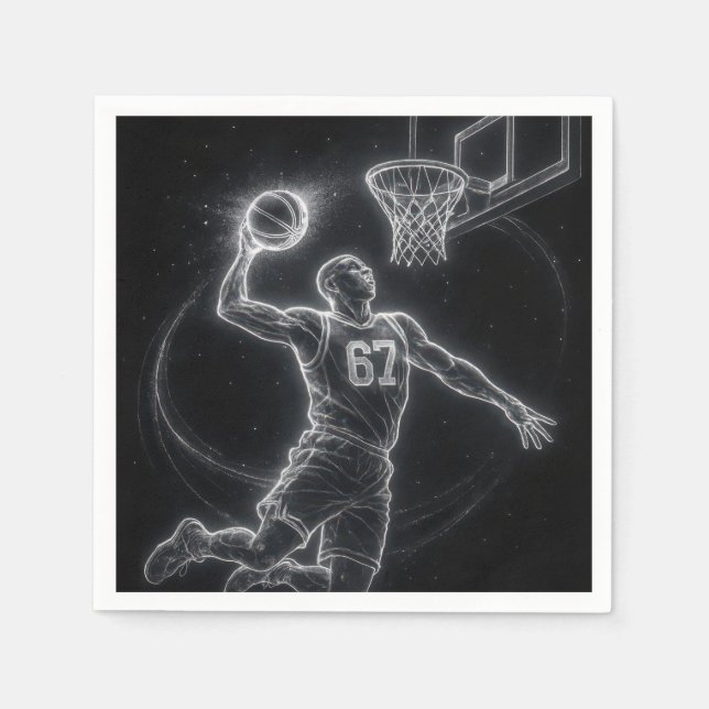 Neon-Basketballspieler Nummer 67 Serviette (Vorderseite)