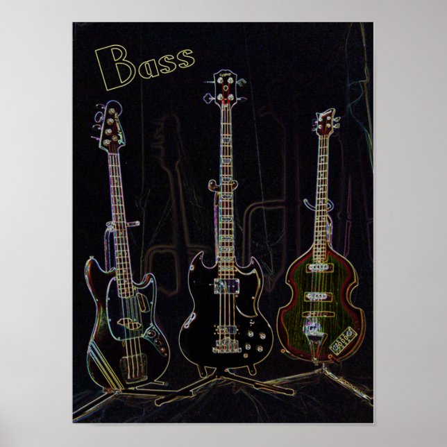 Neon Bass Print Poster (Vorne)