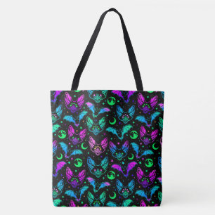 Neon Bats, Katzen und Monde Tasche