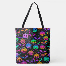 Neon Bats Pumpkins und Jack-o-Lanterns Tasche