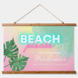 Neon Beach Bitte Junggeselinnen-Abschied Begrüßung Wandteppich Mit Holzrahmen