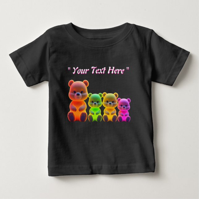 Neon Bear Family Digitale Kunst Baby T-shirt (Vorderseite)