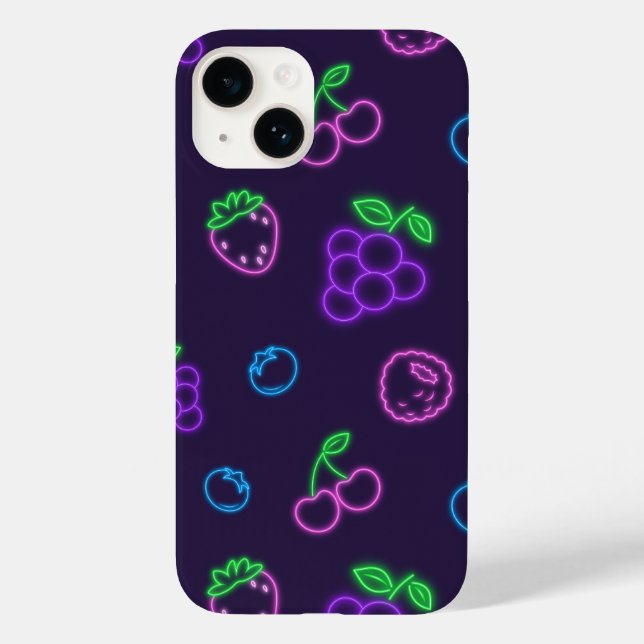 Neon-Beeren-Muster iPhone 14 Hülle (Rückseite)