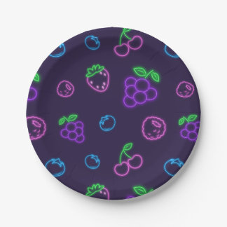 Neon-Beeren-Muster-Papierteller Pappteller