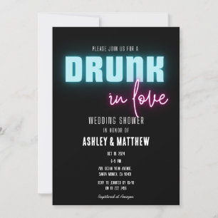 Neon Betrunken Verliebte Hochzeit Paare Dusche Einladung