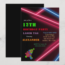 Neon Birthday Laser Tag Party Einladungen