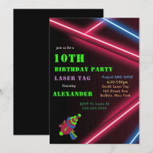 Neon Birthday Laser Tag Party Einladungen
