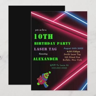 Neon Birthday Laser Tag Party Einladungen
