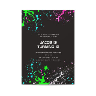 Neon Birthday Paintball Party Einladung