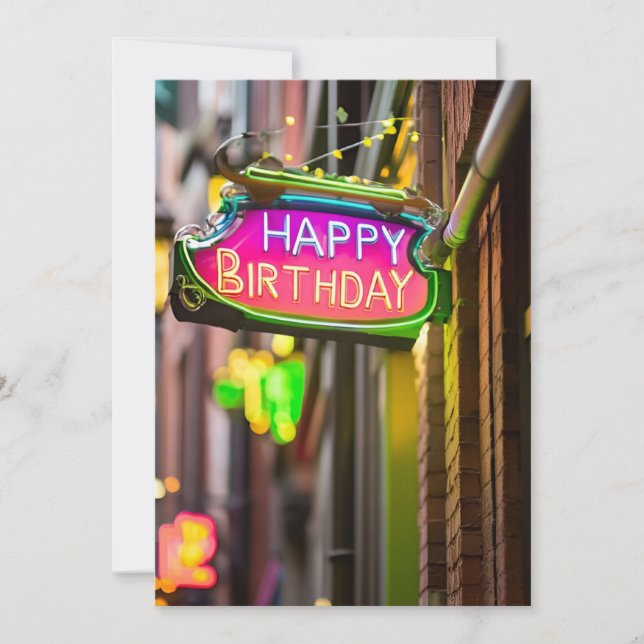 Neon Birthday Sign Geburtstagsparty Einladung (Vorderseite)