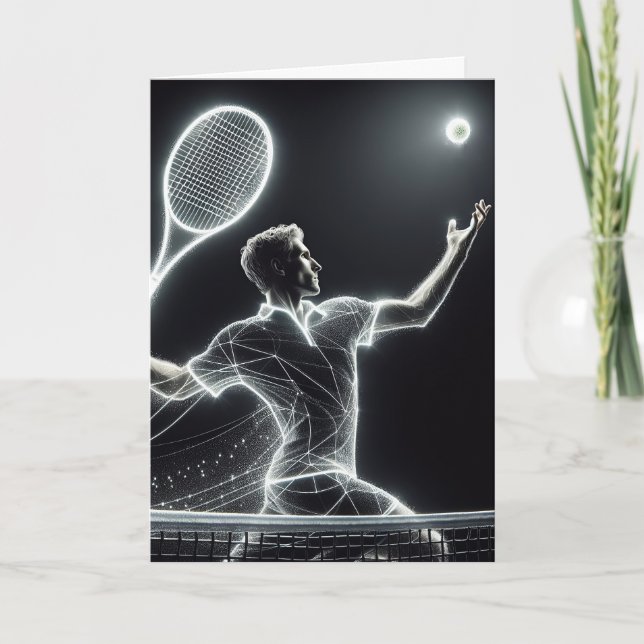 Neon Birthday Tennis Player Karte (Vorderseite)