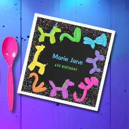 NEON BIRTHDAY TIERE BALLOONS PAPIER TELLER SERVIETTE