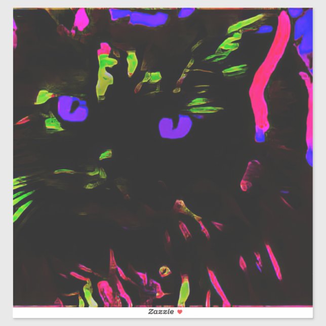 Neon Black Cat mit leuchtenden Augen Aufkleber (Blatt)