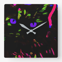 Neon Black Cat mit leuchtenden Augen