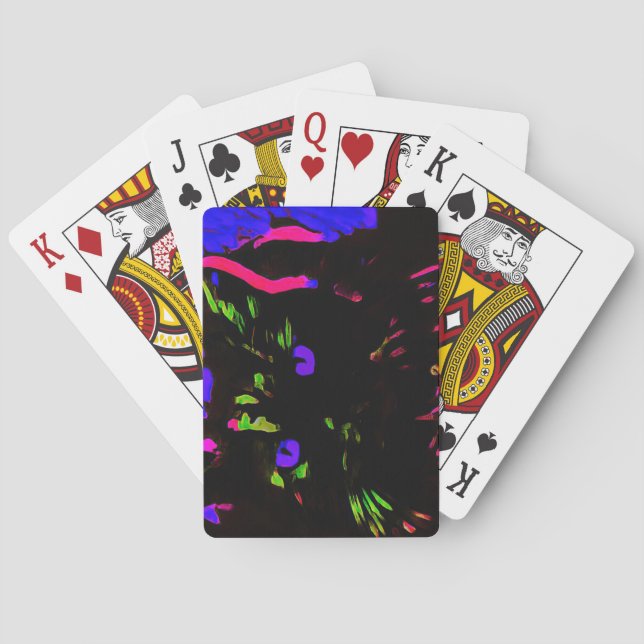 Neon Black Cat mit leuchtenden Augen Spielkarten (Rückseite)