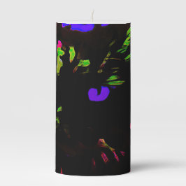 Neon Black Cat mit leuchtenden Augen Stumpenkerze