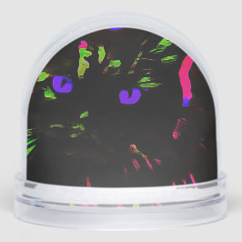 Neon Black Cat with Glowing Eyes Schneekugeln