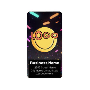Neon Black Nightlife Events Business Branding Adressaufkleber