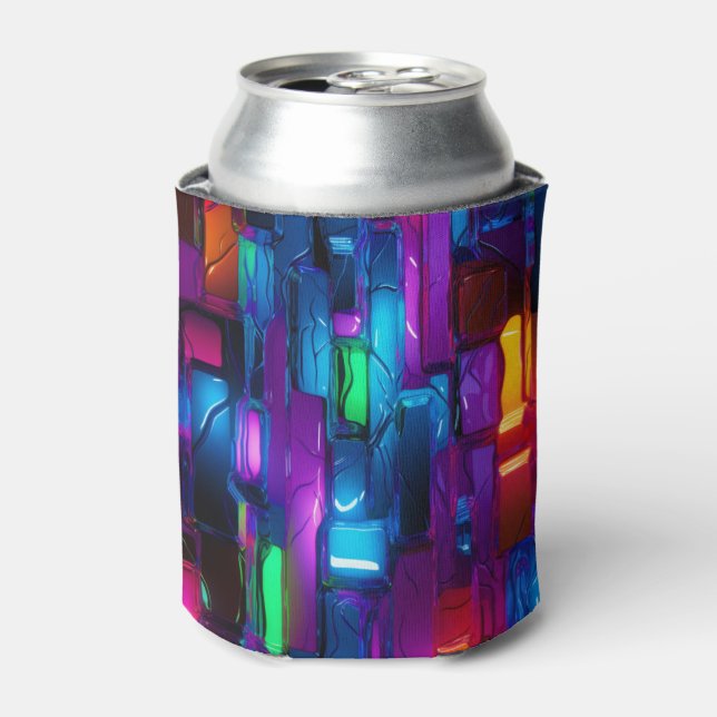 Neon Blacklight Abstrakt verkettetes Glas Dosenkühler (Kanne Vorderseite)