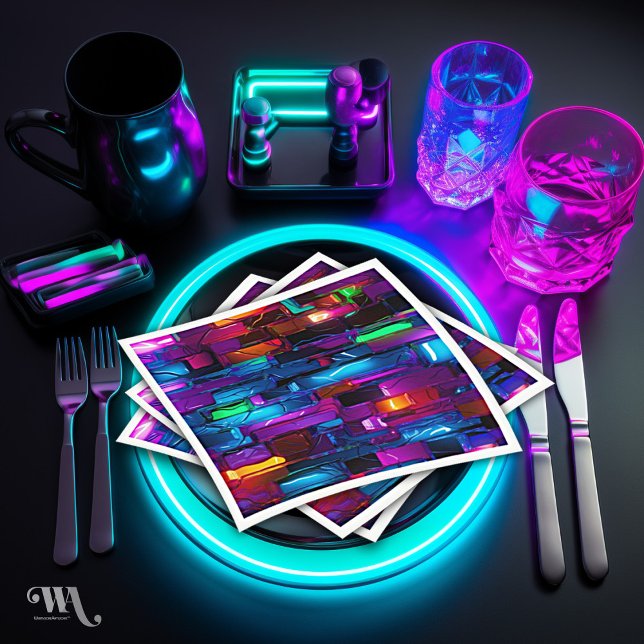 Neon Blacklight Abstrakt verkettetes Glas Serviette (Von Creator hochgeladen)