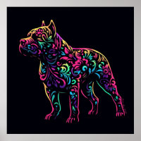 Neon Blacklight American Bully Art Poster