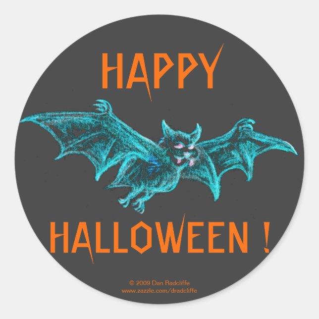 Neon Blacklight Bat Runder Aufkleber (Vorderseite)