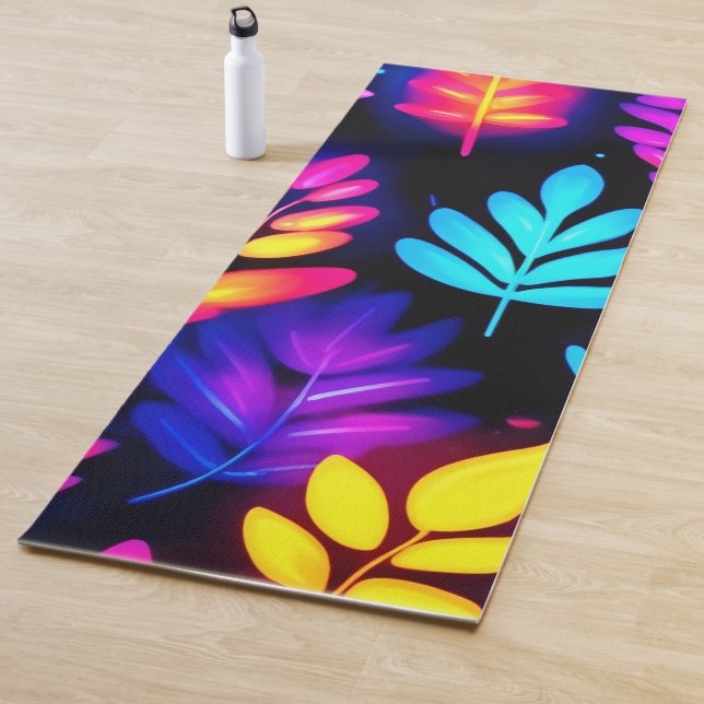 Neon Blätter Abstraktes Muster Yogamatte (Beispiel)