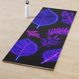 Neon-Blätter in rosa und Lila Farben Yogamatte