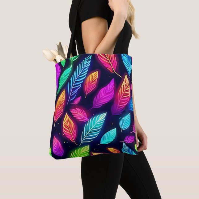 Neon Blätter in Vibrant Glanz Kunst Tasche (Von Nahem)