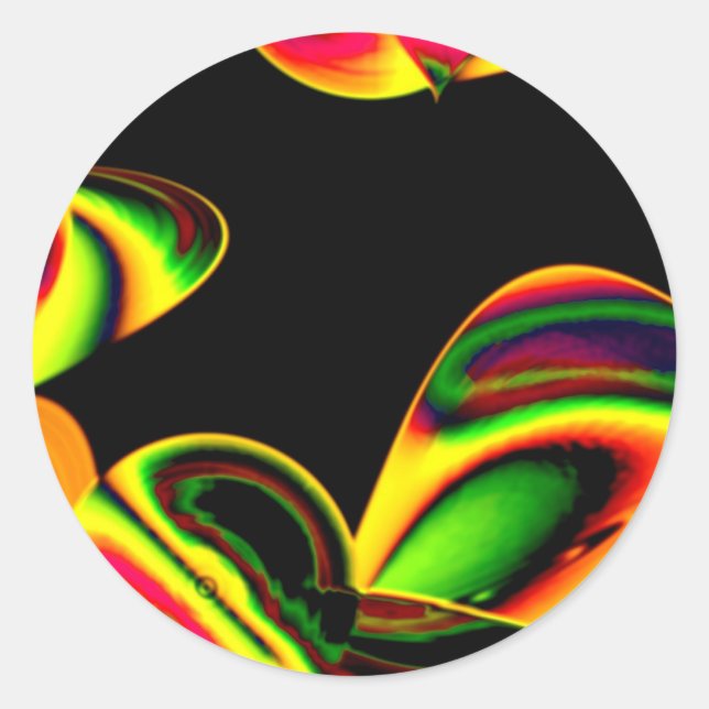 Neon Blätter Runder Aufkleber (Vorderseite)