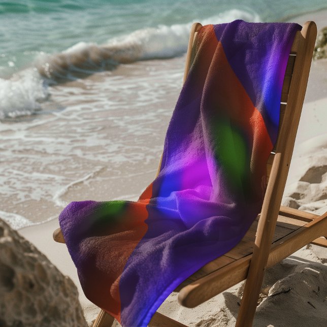Neon Blau, Lila, Grün und Orange Strandtuch (Mosaic Solid Red Textured Pattern Beach Towel)