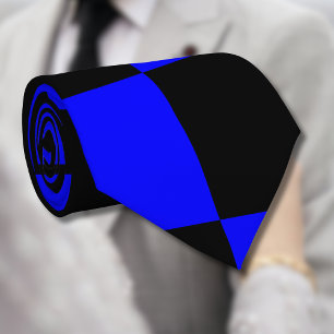 Neon Blau und Schwarz kariert Schachbrett Retro Krawatte
