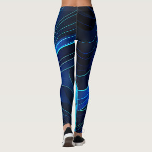 Neon Blau- und Schwarz-Leggings mit Futuristic Pat Leggings