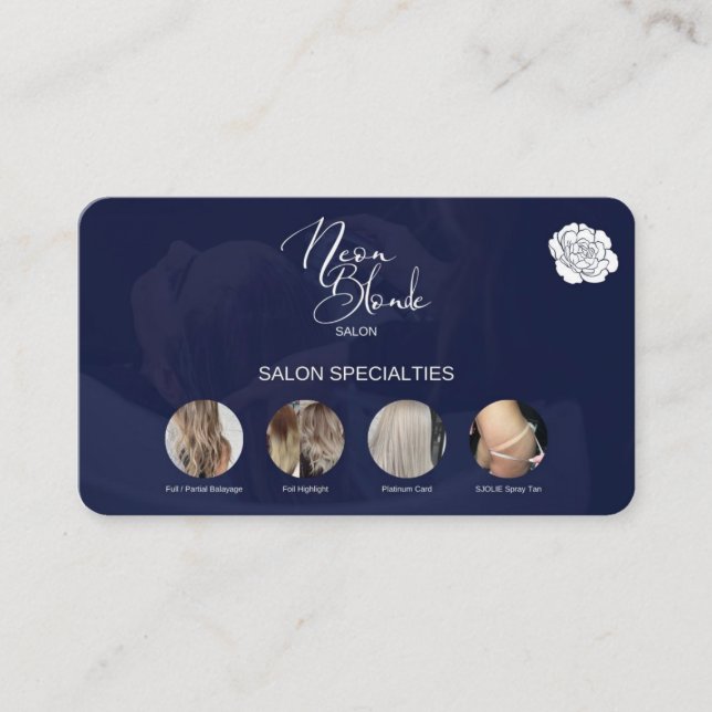 Neon Blonde Salon Business Cards Visitenkarte (Vorderseite)