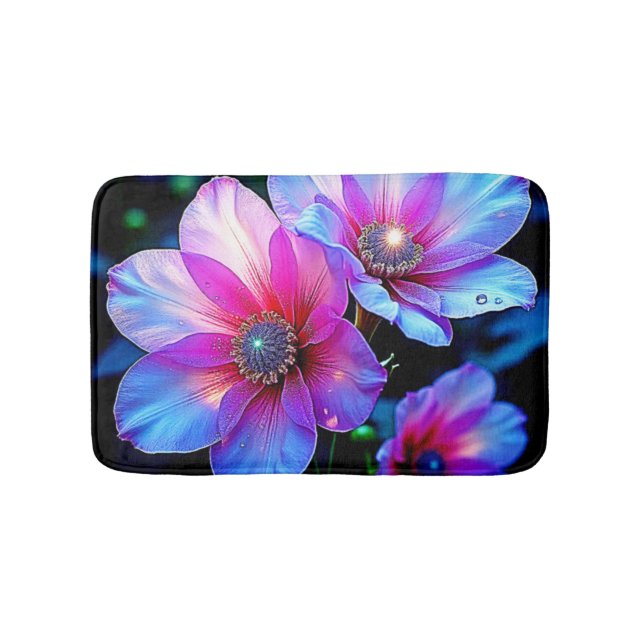 Neon Bloom Blume Magic Glow Design Badematte (Vorderseite)