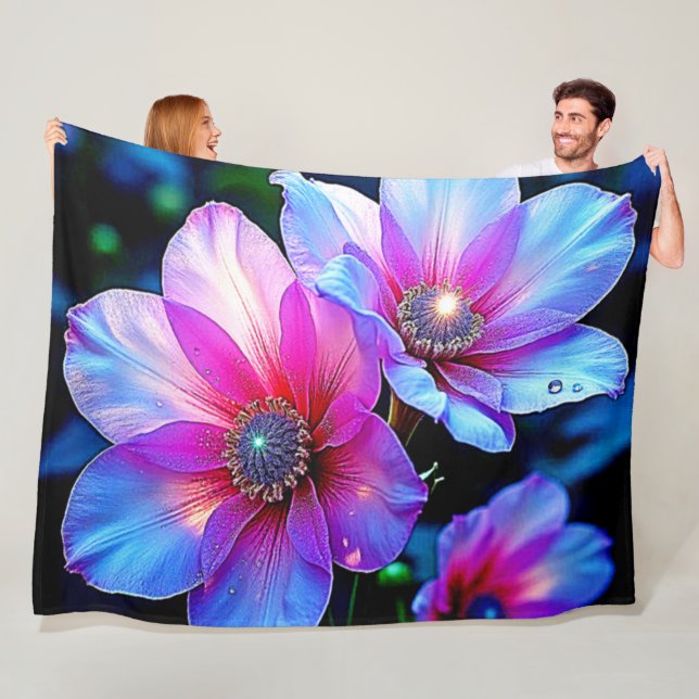 Neon Bloom Blume Magic Glow Design Fleecedecke (Beispiel)