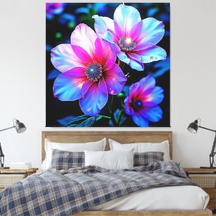 Neon Bloom Blume Magic Glow Design Leinwanddruck