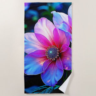 Neon Bloom Blume Magic Glow Design Strandtuch