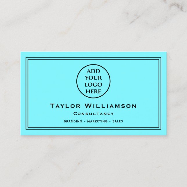 Neon Blue Black Corporate Company Business-Logo Visitenkarte (Vorderseite)