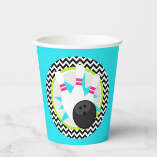 Neon Blue Bowling Paper Cups Pappbecher