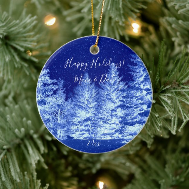 Neon Blue Christmas Tree Keramik Ornament (Baum)