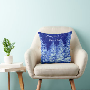 Neon Blue Christmas Tree  Kissen
